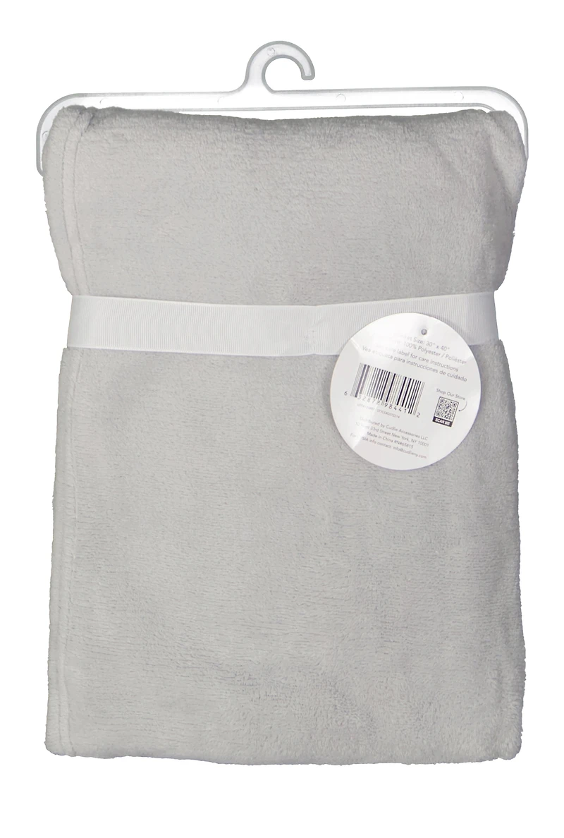Baby Solid Plush Blanket with Bear Lovey, Grey