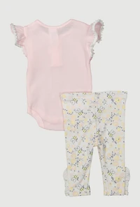 Baby Girls 0-9M Bee Bodysuit and Pants with 3D Headband