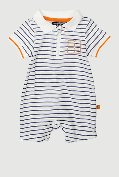 Baby 0-9M Striped Textured Knit Romper, Multi, Size 3-6M