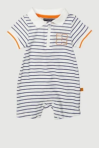 Baby 0-9M Striped Textured Knit Romper, Multi, Size 3-6M