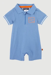 Baby Boys 0-9M Zip Front Textured Knit Romper