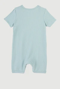 Baby 0-9M Chenille Patch Romper with Sunglasses, Blue, Size 0-3M