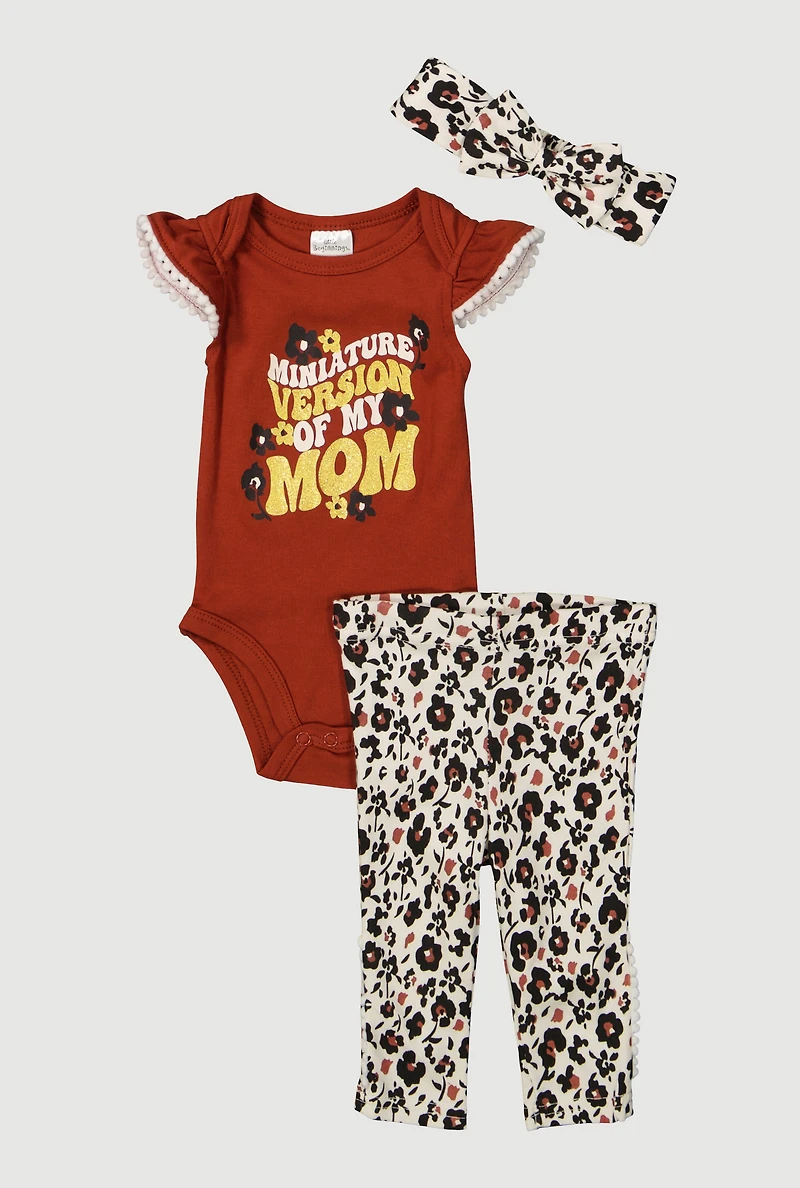 Baby Girls 0-9M Graphic Bodysuit and Floral Leggings Set, Multi, Size 6-9M