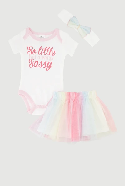 Baby Girls 0-9M So Little But Always Sassy Bodysuit and Tutu Skirt, Multi, Size 6-9M