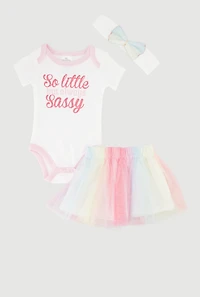 Baby Girls 0-9M So Little But Always Sassy Bodysuit and Tutu Skirt