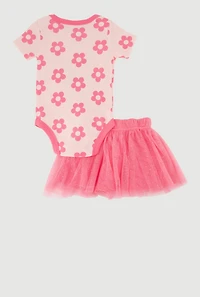 Baby Girls 0-9M Mini Boss Bear Graphic Bodysuit and Tutu Skirt, Pink, Size 0-3M