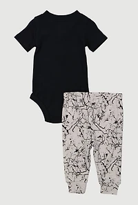 Baby Boys 0-9M Fresh Teddy Bodysuit and Joggers Set, Black, Size 0-3M