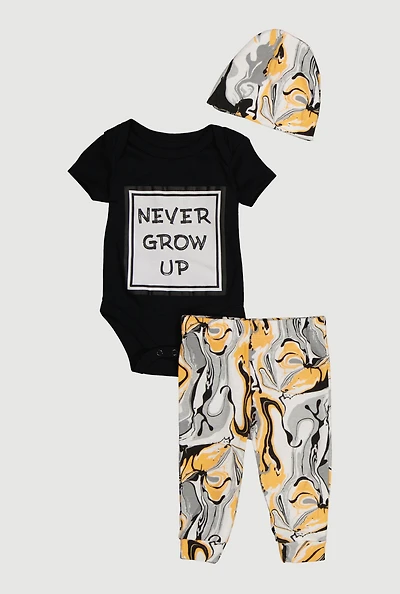 Baby Boys 0-9M Never Grow Up Bodysuit and Joggers Set