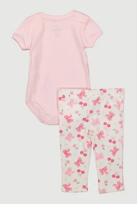 Baby Girls 0-9M So Cherry Sweet Bodysuit and Pants Set, Pink, Size 0-3M