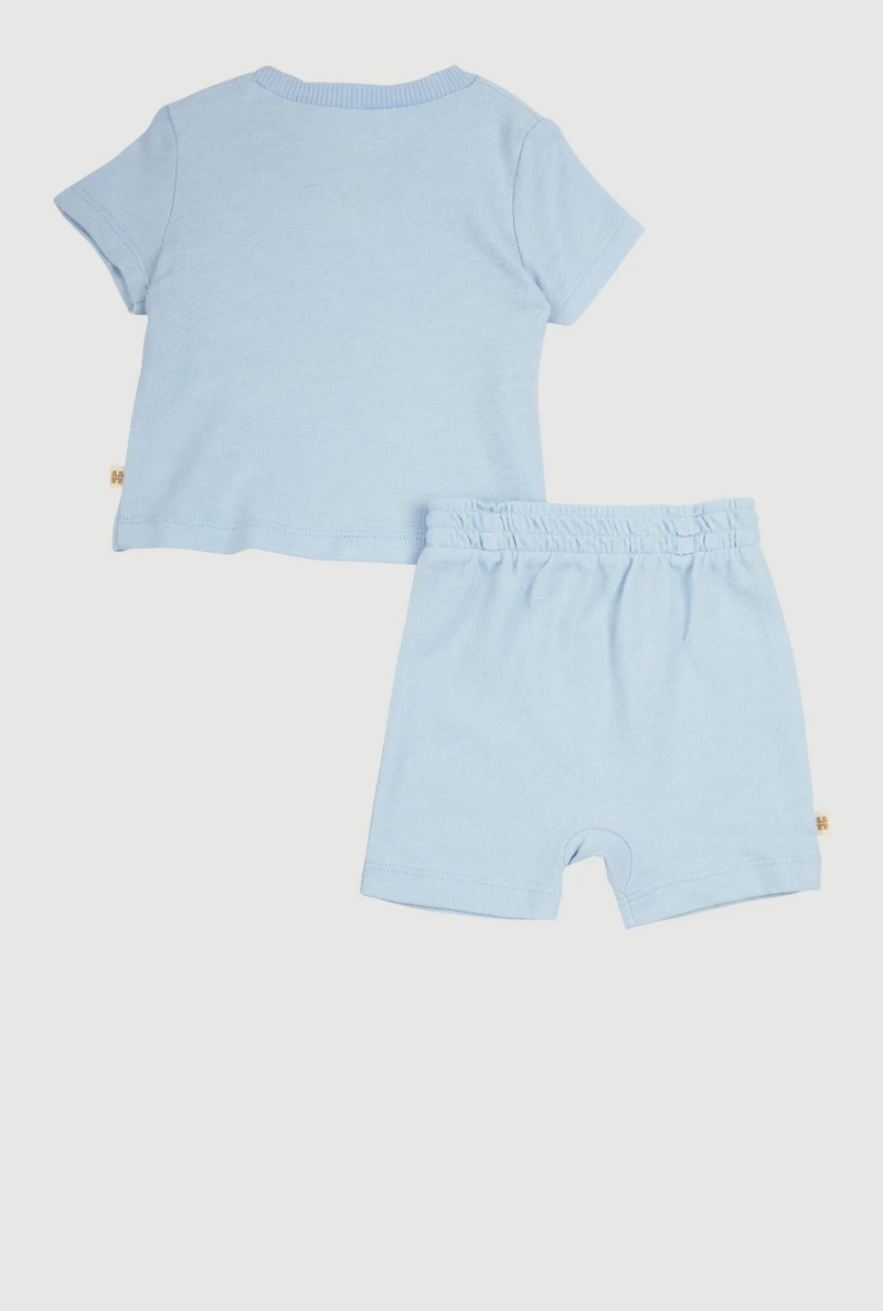 Baby Boys 0-9M Textured Knit Dolphin Graphic Tee and Shorts