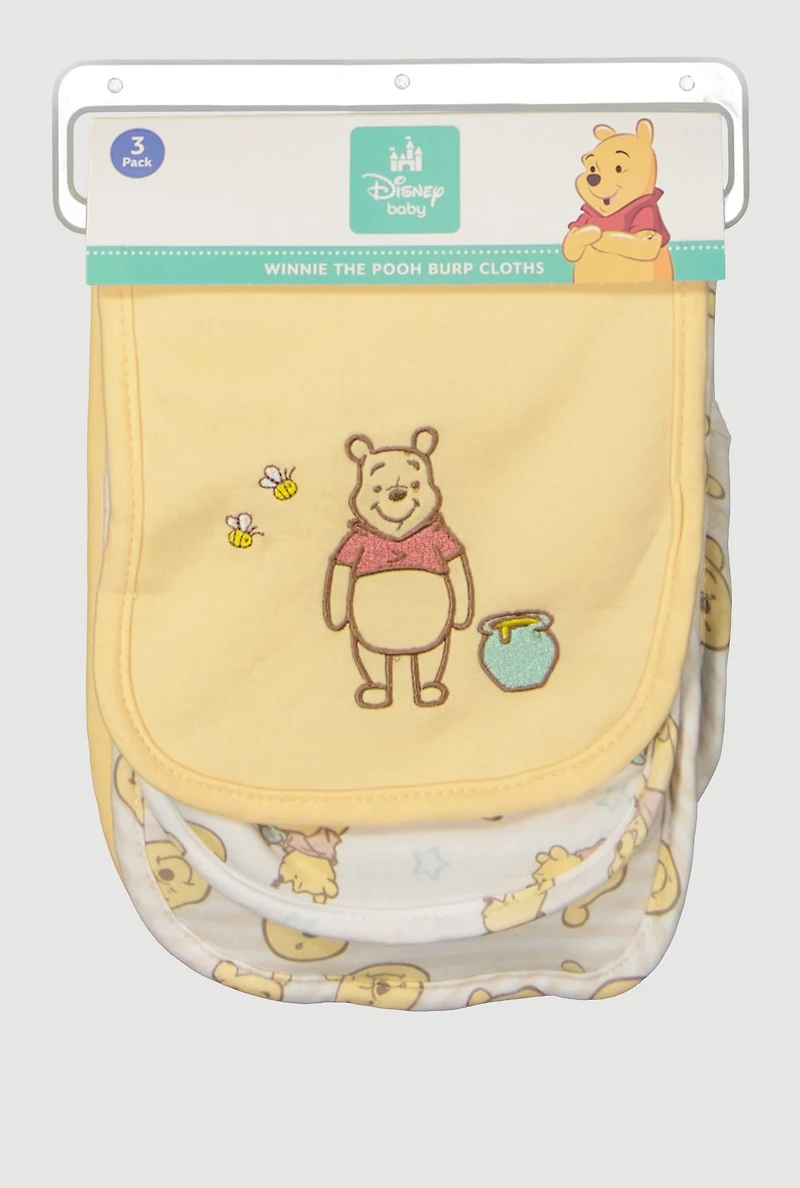 Baby Winnie The Pooh Burp Cloths 3 Pack, Yellow