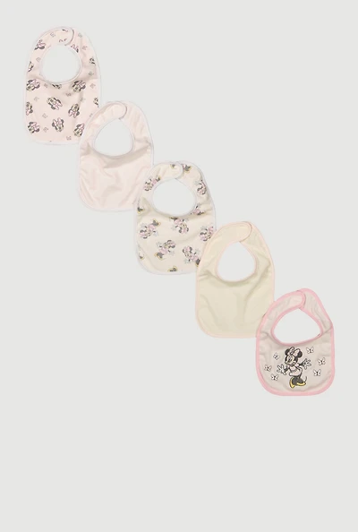 Baby Girls Minnie Mouse Graphic Bibs 5 Pack