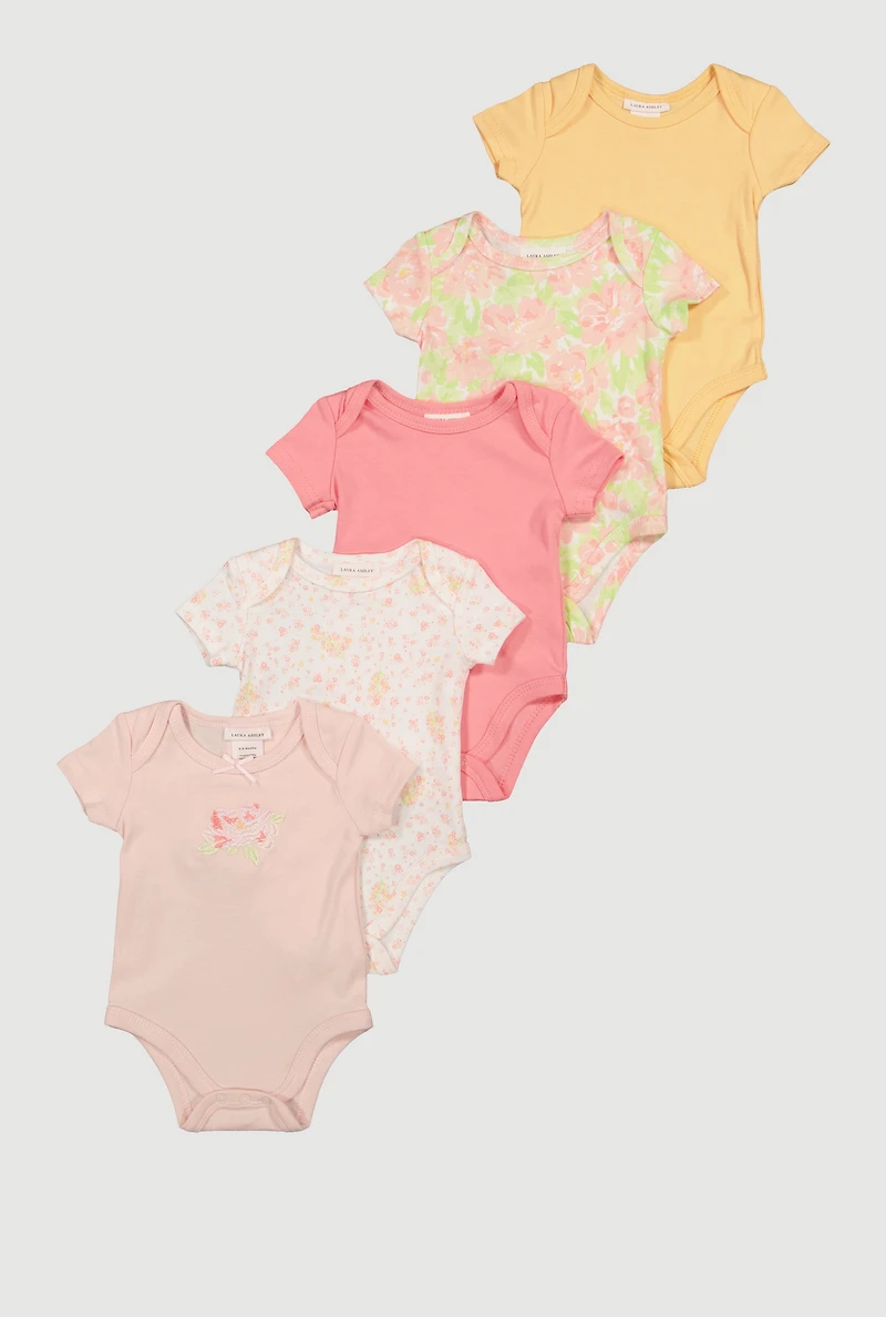 Baby Girls 0-9M Floral Print Bodysuits, Multi, Size 6-9M