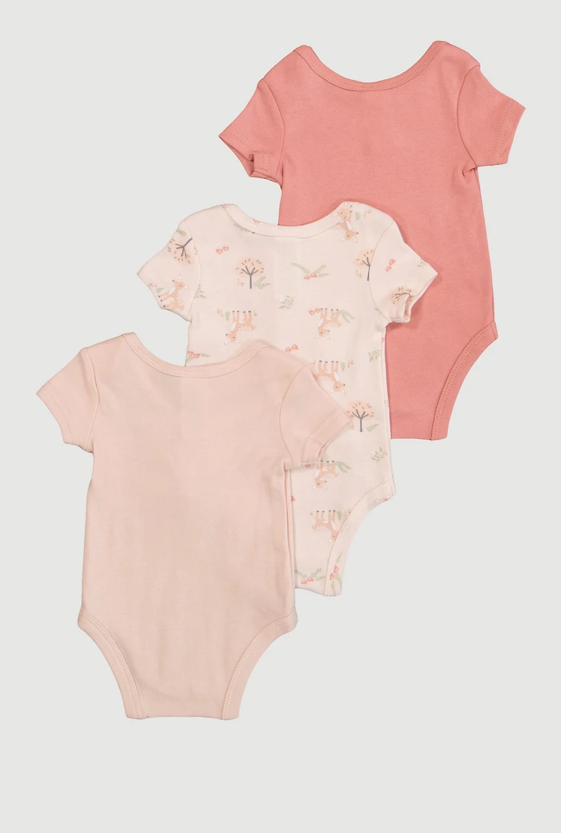 Baby Girls 0-9M Deer Graphic Bodysuits, Pink, Size 6-9M