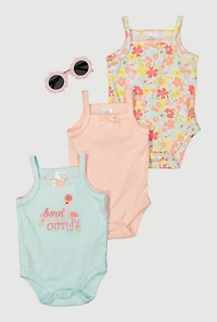 Baby Girls 0-9M Born To Stand Out Graphic Bodysuits and Sunglasses, Multi, Size 3-6M