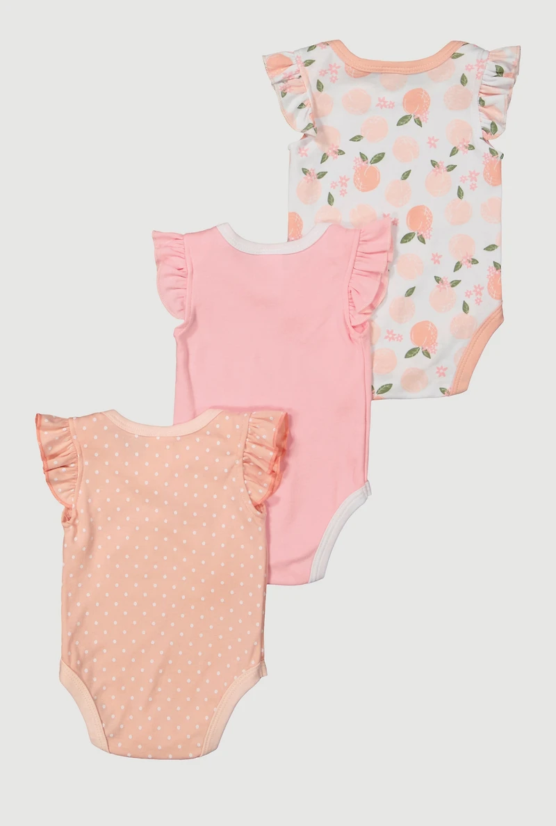 Baby Girls 0-9M Sweet As A Peach Graphic Bodysuits with Sunglasses