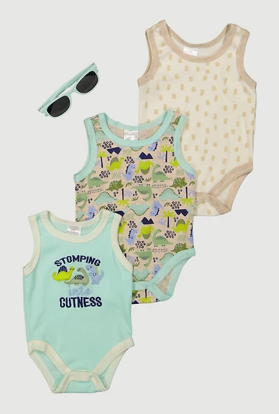Baby Boys 0-9M Stomping Into Cuteness Graphic Bodysuits with Sunglasses, Multi, Size 0-3M