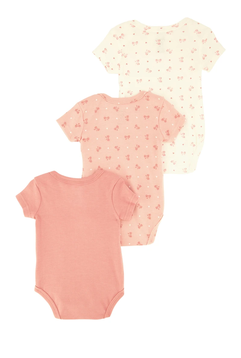 Baby Girls 0-9M Cute and Sassy Bodysuits 3 Pack, Pink, Size 3-6M