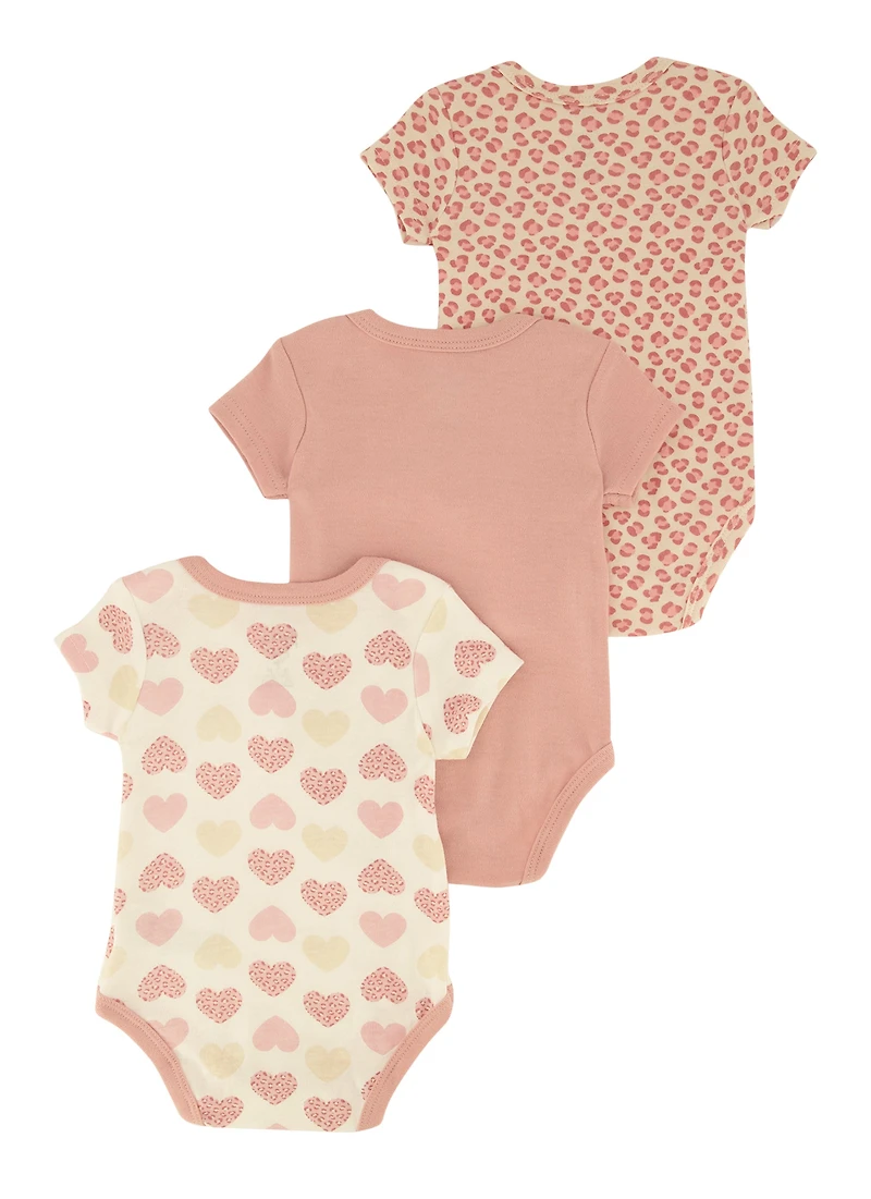 Baby Girls 0-9M Drama Queen Graphic Bodysuits 3 Pack, Pink, Size 3-6M