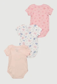 Baby Girls 0-9M Butterfly Happy and Cute Bodysuits 3 Pack, Multi, Size 0-3M