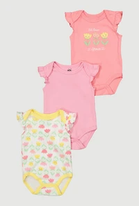 Baby Girls 0-9M Let Love Grow Bodysuit 3 Pack