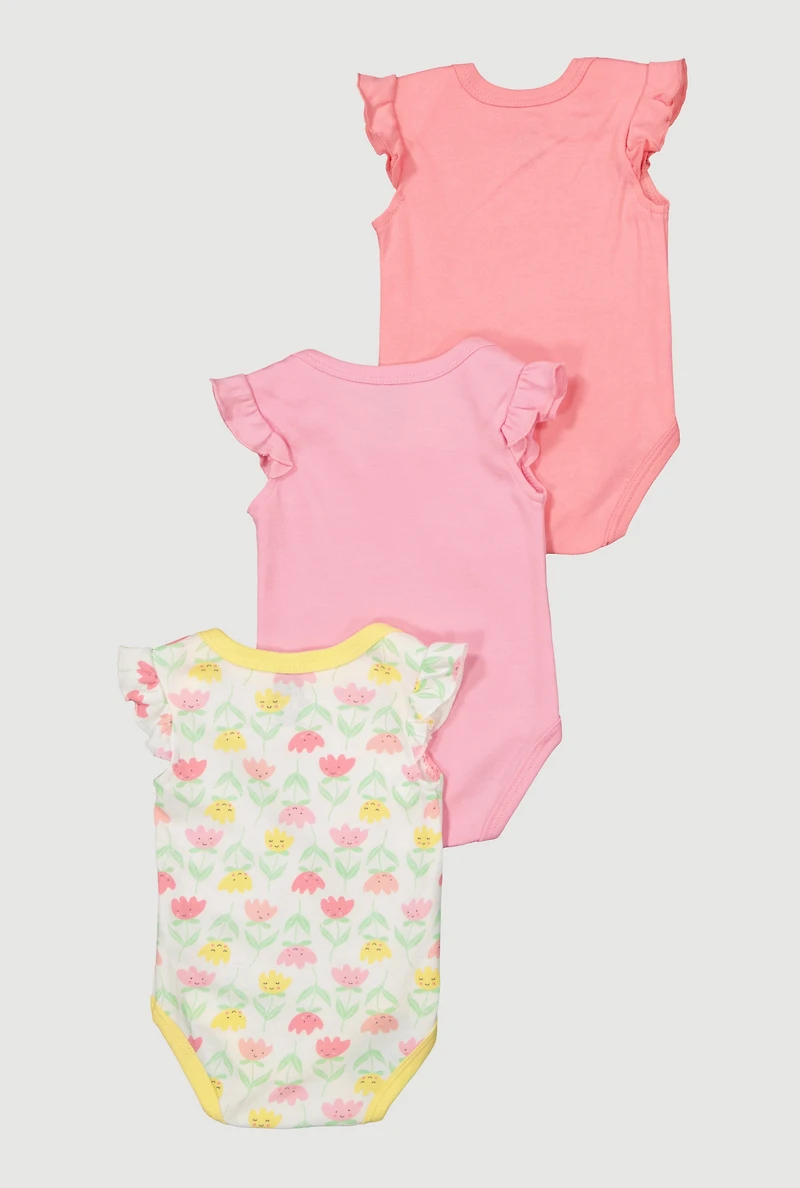 Baby Girls 0-9M Let Love Grow Bodysuit 3 Pack