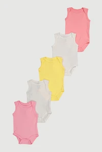Baby Girls 0-9M Basic Sleeveless Bodysuits 5 Pack