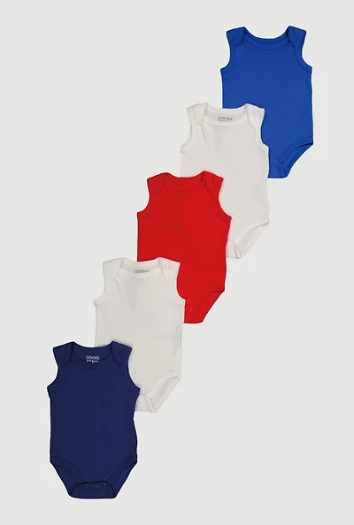 Baby Boys 0-9M Basic Sleeveless Bodysuits 5 Pack