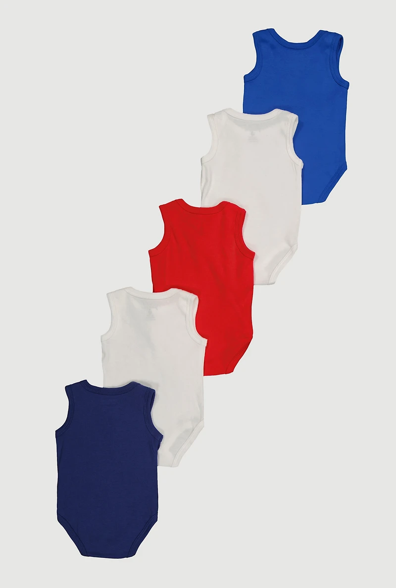 Baby Boys 0-9M Basic Sleeveless Bodysuits 5 Pack, Multi, Size 6-9M
