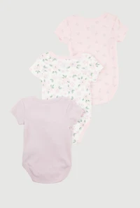 Baby Girls 0-9M Floral Love Graphic Bodysuits 3 Pack, Multi, Size 6-9M
