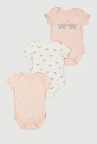 Baby Girls 0-9M Hello Big World Graphic Bodysuits 3 Pack, Pink, Size 6-9M