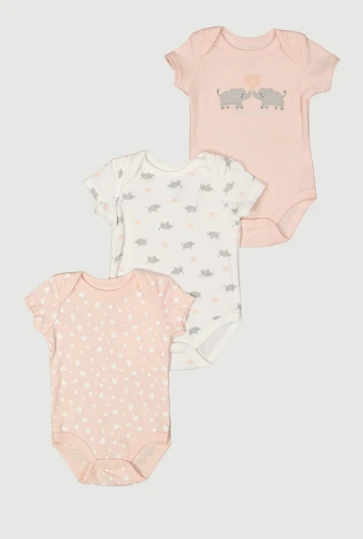 Baby Girls 0-9M Hello Big World Graphic Bodysuits 3 Pack, Pink, Size 0-3M