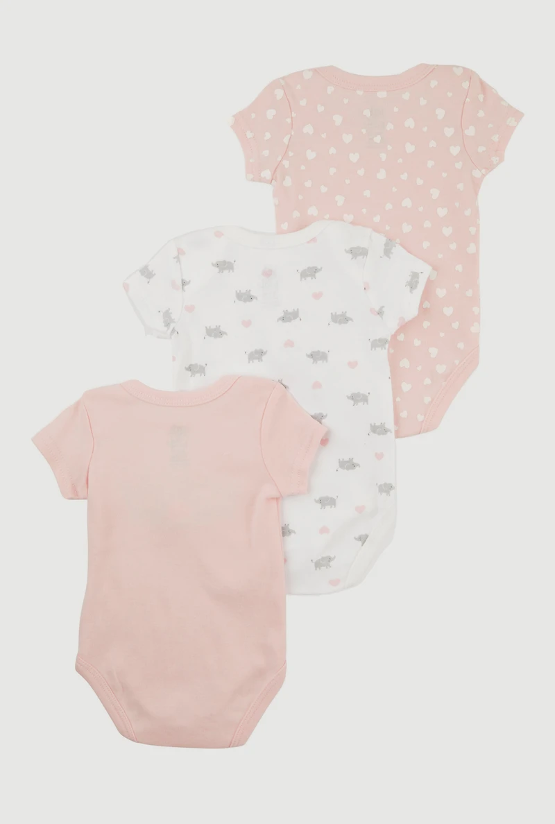 Baby Girls 0-9M Hello Big World Graphic Bodysuits 3 Pack