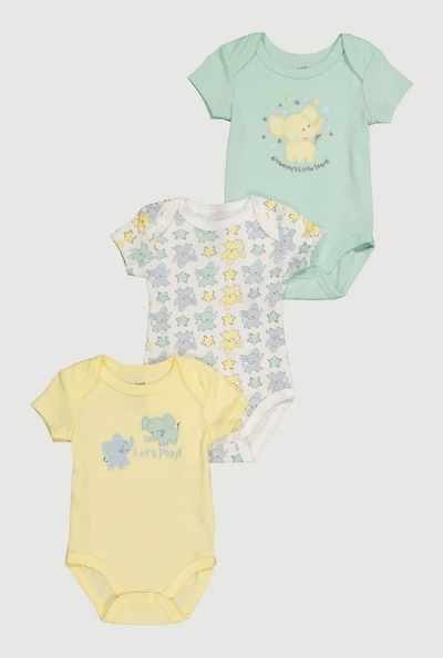 Baby 0-9M Little Star Graphic Bodysuits 3 Pack