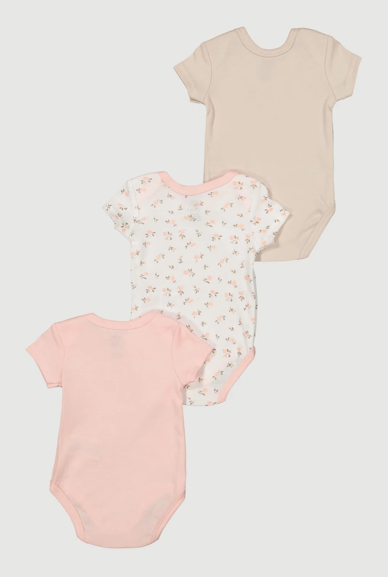 Baby Girls 0-9M Mamas Little Mini Graphic Bodysuits 3 Pack, Multi, Size 3-6M