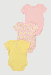 Baby Girls 0-9M Fresh and New Graphic Bodysuits 3 Pack