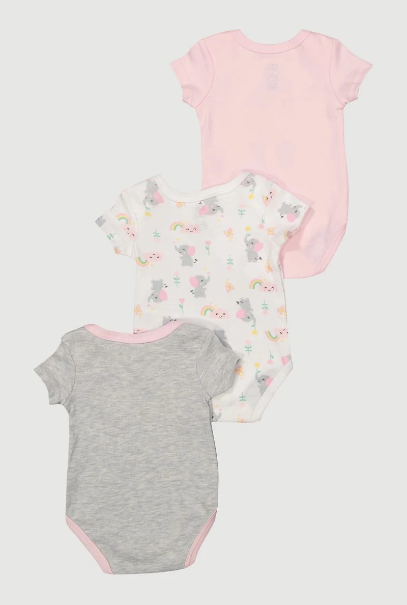Baby Girls 0-9M Let Love Grow Graphic Bodysuits 3 Pack, Pink, Size 0-3M