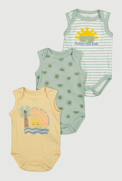 Baby Boys 0-9M Chenille Cool Dude Tank Bodysuits 3 Pack