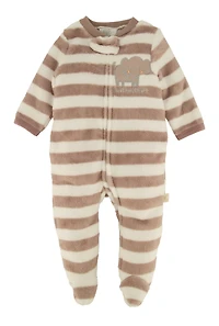 Baby Boys 0-9M Striped Elephant Graphic Footed Jumpsuit, Brown, Size 0-3M