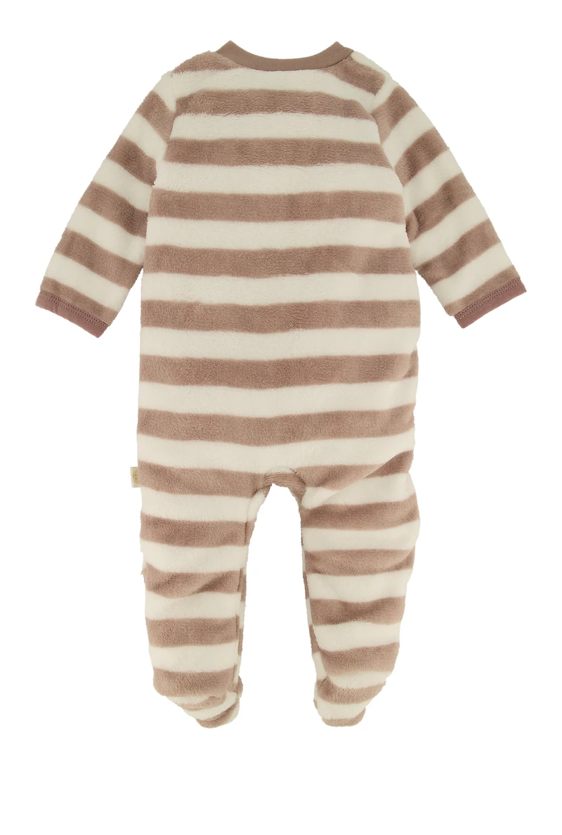 Baby Boys 0-9M Striped Elephant Graphic Footed Jumpsuit, Brown, Size 0-3M