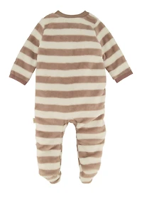 Baby Boys 0-9M Striped Elephant Graphic Footed Jumpsuit, Brown, Size 0-3M