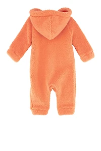 Baby Girls 0-9M Puma Sherpa Hooded Jumpsuit, Orange, Size 3-6M