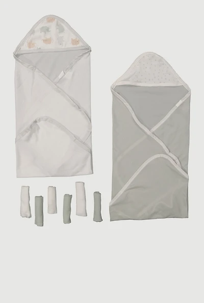 Baby Elephant and Polka Dot Print 8 Piece Bath Set