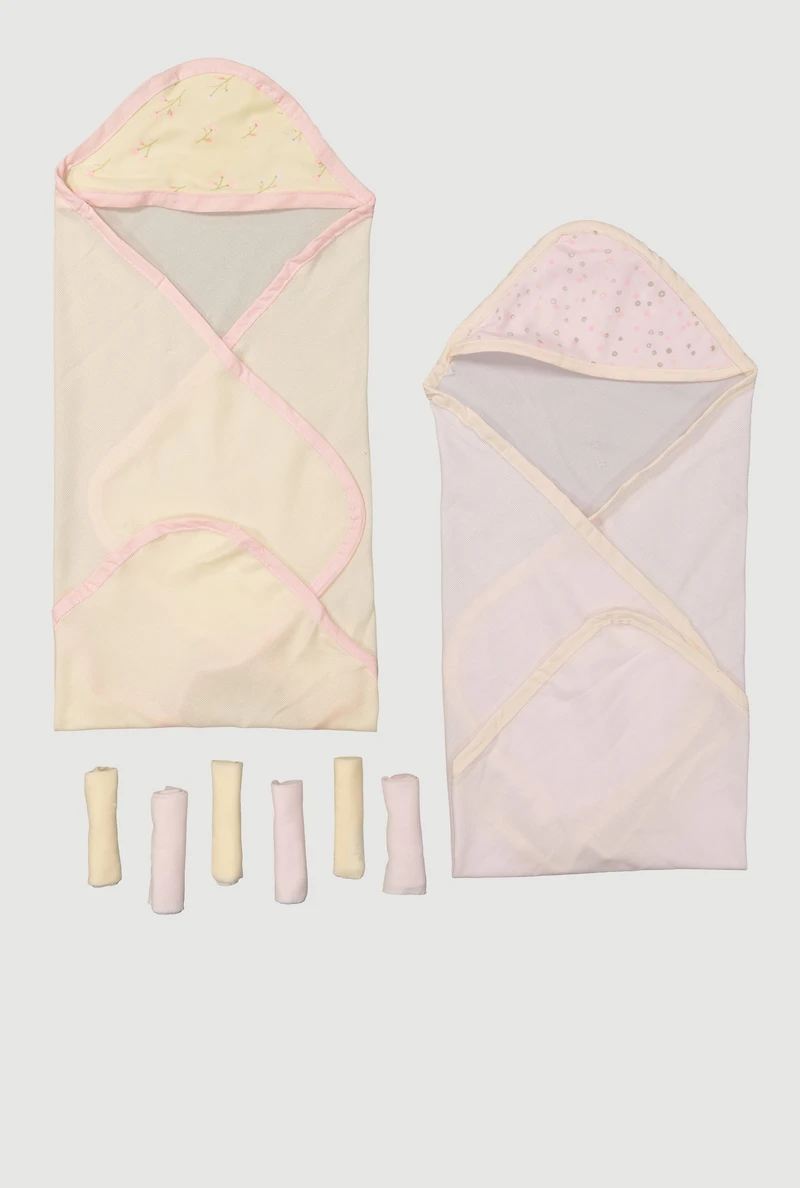 Baby Girls Printed 8 Piece Bath Set, Multi
