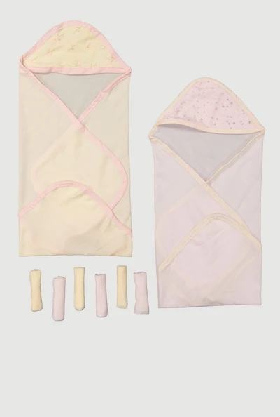 Baby Girls Printed 8 Piece Bath Set, Multi