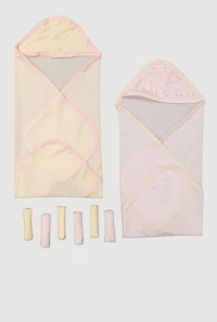 Baby Girls Printed 8 Piece Bath Set, Multi
