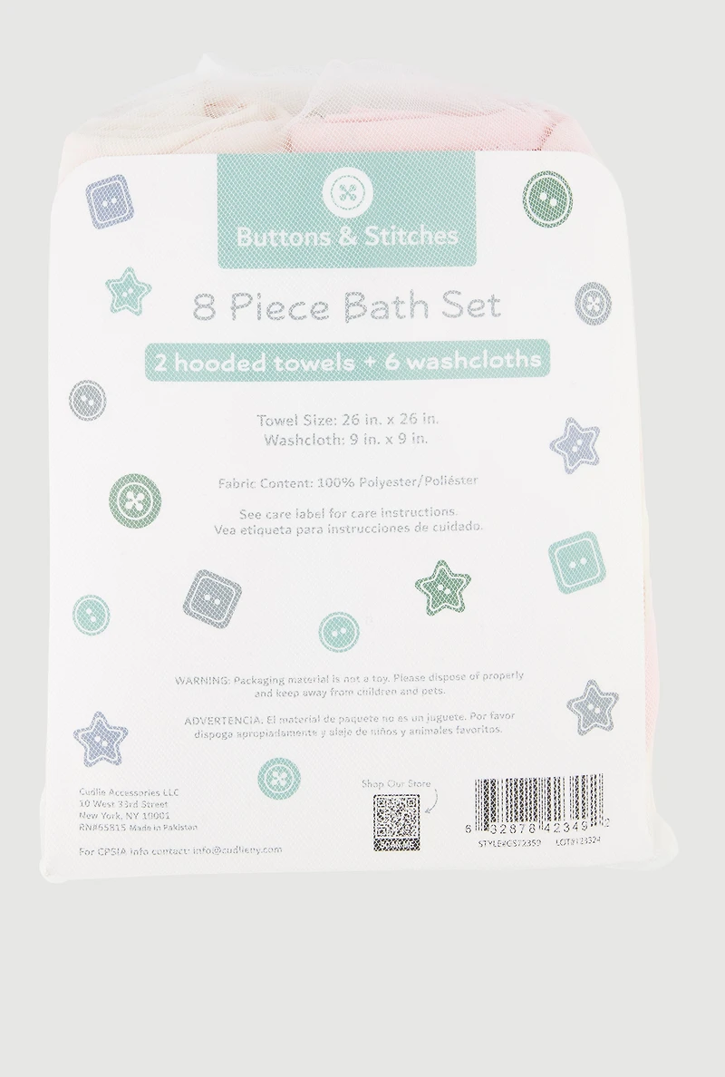 Baby Girls Printed 8 Piece Bath Set