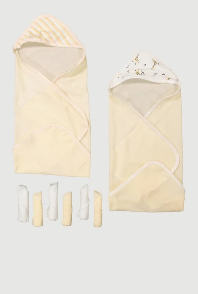 Baby Giraffe Print 8 Piece Bath Set, Yellow