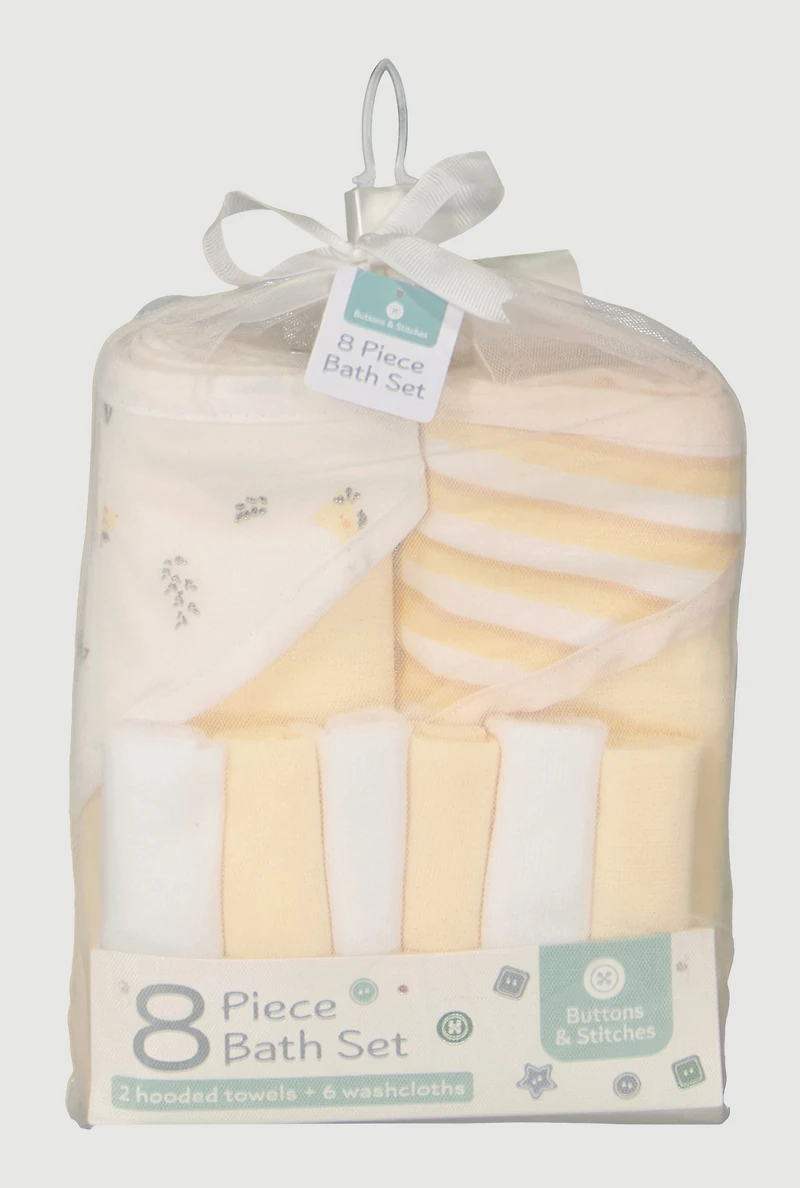 Baby Giraffe Print 8 Piece Bath Set, Yellow