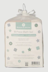 Baby Giraffe Print 8 Piece Bath Set, Yellow